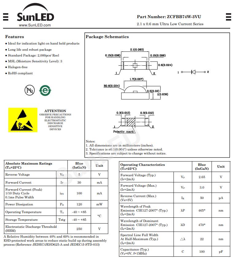 ZCFBB74W-3VU Sunled LED