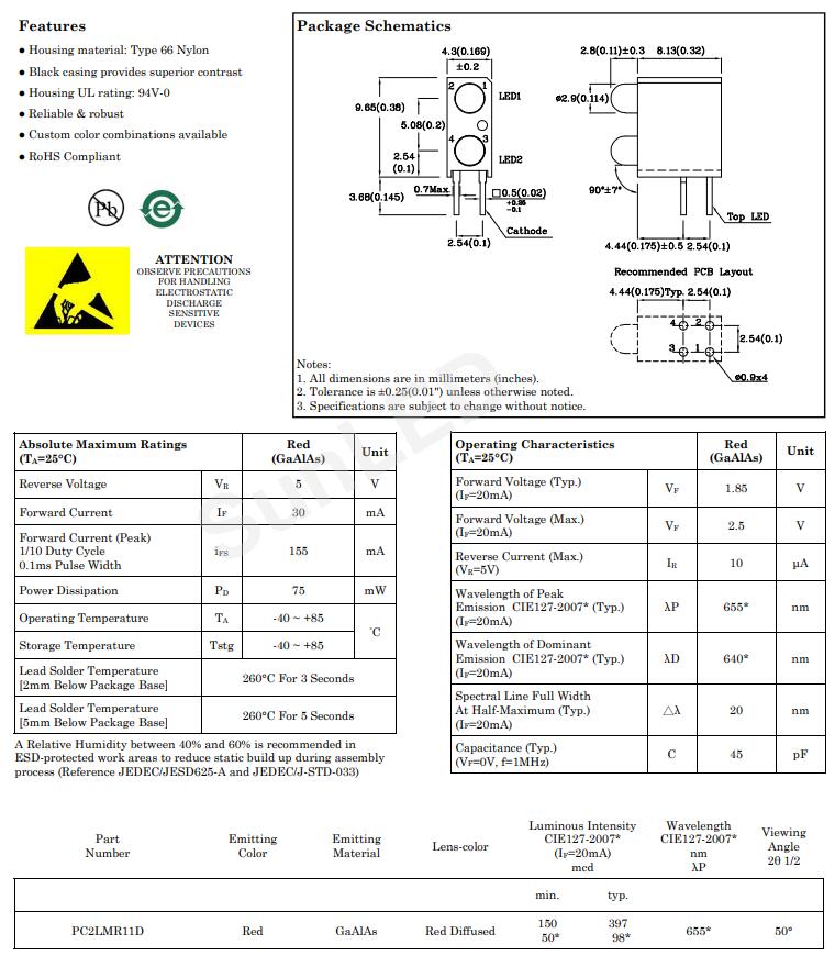 PC2LMR11D Sunled LED今臺LED電路指示燈